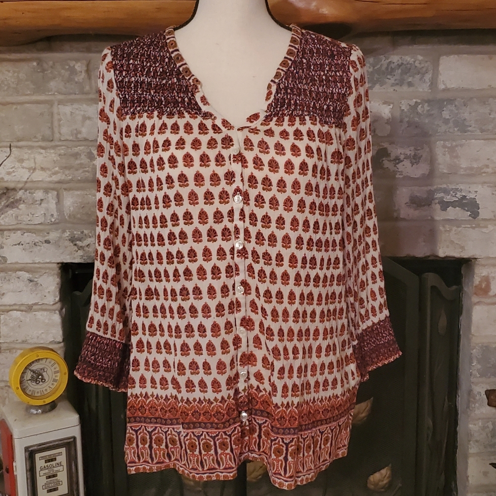 Lucky Brand 3/4 Sleeve Blouse
